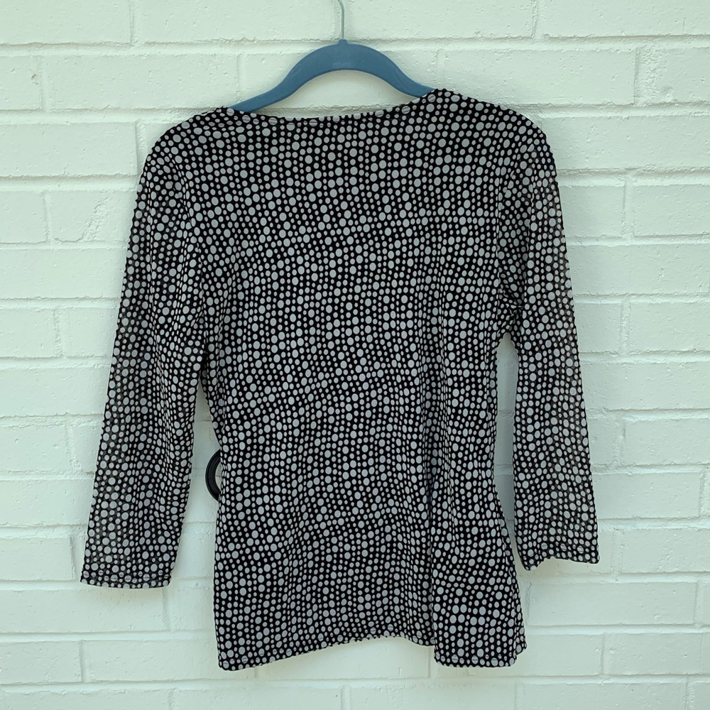 Notations Brown Patterned Wrap Buckle Blouse - image 4